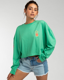 0 Beach - Long Sleeve T-Shirt for Women Green EBJZT00138 Billabong