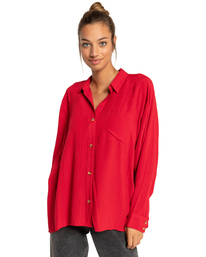 0 Isabel - Chemise manches longues en jacquard pour Femme Rouge F3TP07BIF2 Billabong
