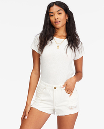 billabong, Drift Away Frayed Shorts, SALT CRYSTAL 1 (sc1) Drift Away - Denim Shorts for Women J250UBDR