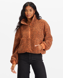 billabong, Time Off Half-Zip Fleece Pullover, DESERT CLAY (clv0) Time Off - Half Zip Fleece for Women J6413BTI