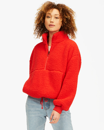 2 Time Off Half-Zip Fleece Pullover Red J6413BTI Billabong