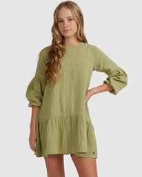 billabong, Girls' Mini Wishes Long Sleeve Dress, AVOCADO (avo) MINI WISHES DRESS UBGWD00107