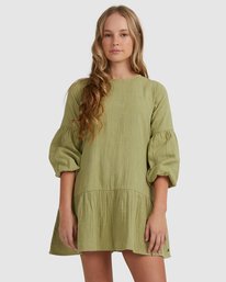 1 Girls' Mini Wishes Long Sleeve Dress Green UBGWD00107 Billabong