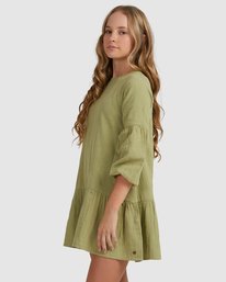 3 Girls' Mini Wishes Long Sleeve Dress Green UBGWD00107 Billabong