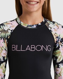 3 Girls 6-14 Beachcomber Bodysuit Rash Vest Black UBGWR03002 Billabong