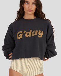 4 Hey Gday Cropped Crewneck Sweatshirt Black UBJFT00103 Billabong