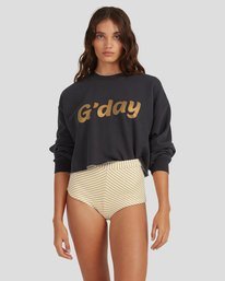 3 Hey Gday Cropped Crewneck Sweatshirt Black UBJFT00103 Billabong