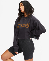 1 Hey Gday Cropped Crewneck Sweatshirt Black UBJFT00103 Billabong