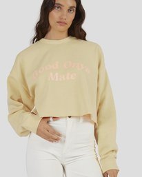 billabong, Hey Gday Cropped Crewneck Sweatshirt, SUNBURST (srt) HEY GDAY CROPPED CREW UBJFT00103