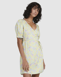 billabong, Tempest Wrap Dress, LEMON LIME (lml) TEMPEST WRAP DRESS UBJWD00181