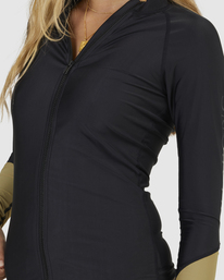 4 Deep Waters Long Sleeve Zip-Up Rashguard Black UBJWR00181 Billabong