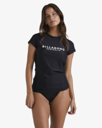 0 Society Short Sleeve Rash Vest Black UBJWR03027 Billabong