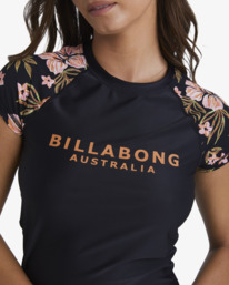 3 Hooked On Tropics Wahine Short Sleeve Rash Vast Black UBJWR03029 Billabong