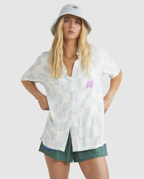 1 Skegss Flame - Chemise manches courtes pour Femme Blanc UBJWT00172 Billabong