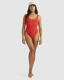 4 Terry Rib Squareer - One-Piece Swimsuit for Women Orange UBJX100221 Billabong