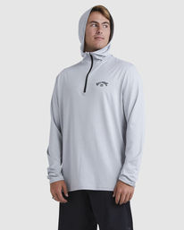 1 Shoreline 1/4 Zip Hooded Rash Vest Grey UBYWR03003 Billabong