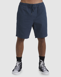 0 Beach Days Layback Twill Elastic Waist Walkshorts 18.5" Blue UBYWS00112 Billabong
