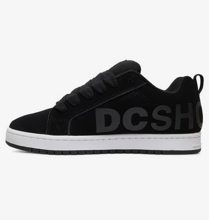 DC Court Graffik SE Black Grey White Mens Leather Skate Trainers