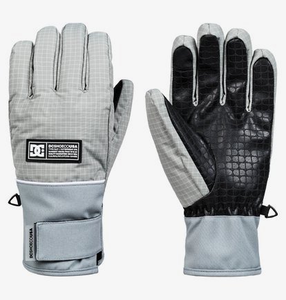 gray ski gloves