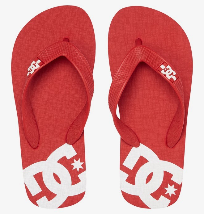 red and white flip flops