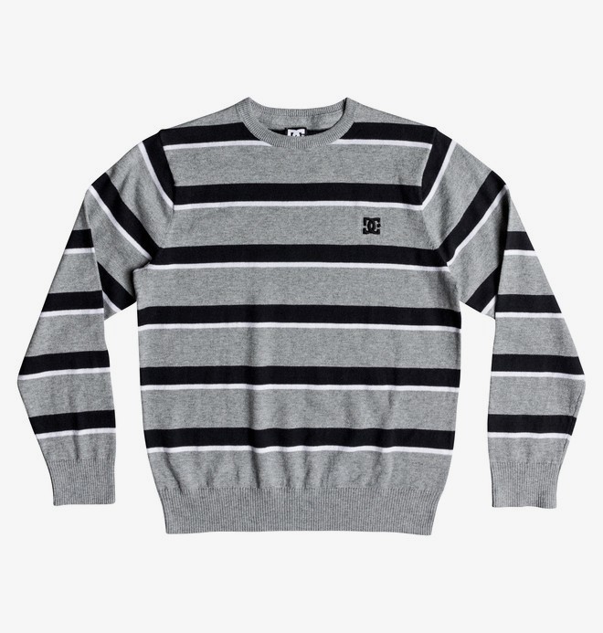 dcshoes, Sabotage Stripe - Pull col rond pour Garçon 8-16 ans, GREY HEATHER (knfh) 0 Sabotage Stripe - Pull col rond pour Garçon 8-16 ans Noir EDBSW03014 DC Shoes
