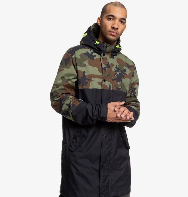 dcshoes, Nukove - Parka Impermeable con Capucha de Corte Largo con Corte en el Bajo Trasero para Hombre, CAMO (rrp6) 0 Nukove - Parka Impermeable con Capucha de Corte Largo con Corte en el Bajo Trasero para Hombre Rojo EDYJK03214 DC Shoes