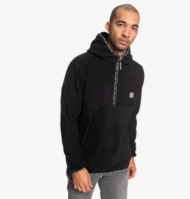 dcshoes, Shepton - Felpa con Semi Zip e Cappuccio da Uomo, BLACK (kvj0) 0 Shepton - Felpa con Semi Zip e Cappuccio da Uomo Black EDYPF03036 DC Shoes