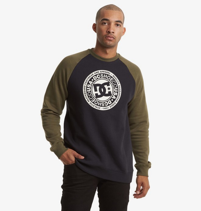 dcshoes, Circle Star - Sweatshirt for Men, BLACK/FATIGUE GREEN/ANTIQUE WH (xkgw) 0 Circle Star - Sweatshirt for Men Black EDYSF03217 DC Shoes