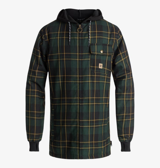 dcshoes, Backwoods - Sudadera de diseño técnico con capucha y cremallera para Hombre, PINE GROVE MILL PLAID (gzf1) 0 Backwoods - Sudadera de diseño técnico con capucha y cremallera para Hombre Verde EDYWT03199 DC Shoes