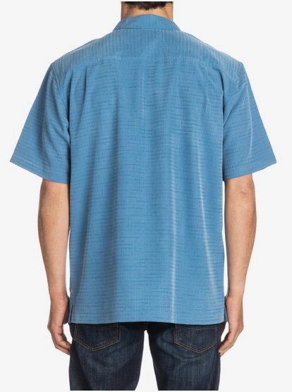 Azure Blue Quiksilver Mens Waterman Collection Centinela 4 Short Sleeve Shirt