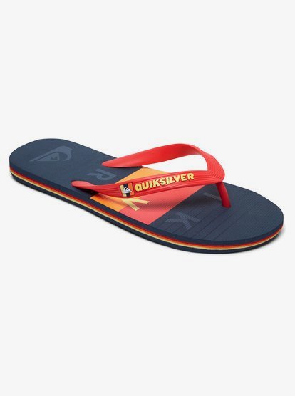 QUIKSILVER MEN/'S BLACK FLIP FLOP SANDALS RED WHITE GRAPHICS RUBBER SOLE size 12