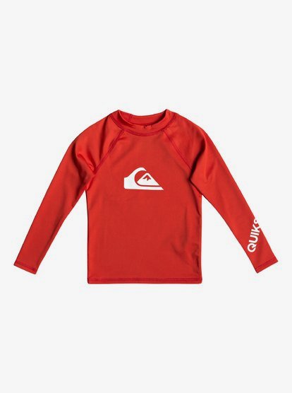 All Time - Long Sleeve UPF 50 Rash Vest for Boys 2-7 - Red - Quiksilver ...