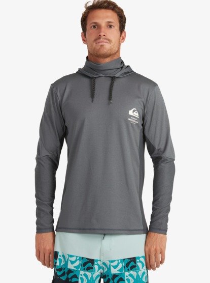 quiksilver men's angler hooded ls long sleeve rashguard surf shirt