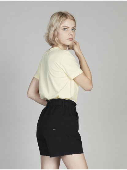 elasticated denim shorts womens