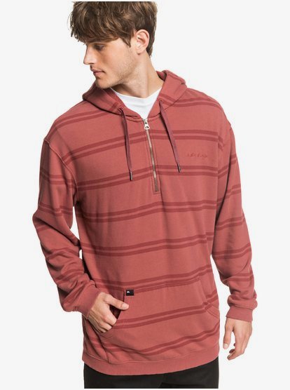 half zip letter striped hoodie