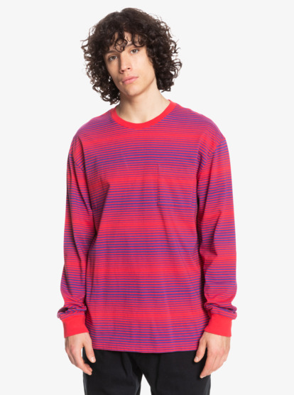 Long-sleeved Cotton Shirt - Red/black striped - Men