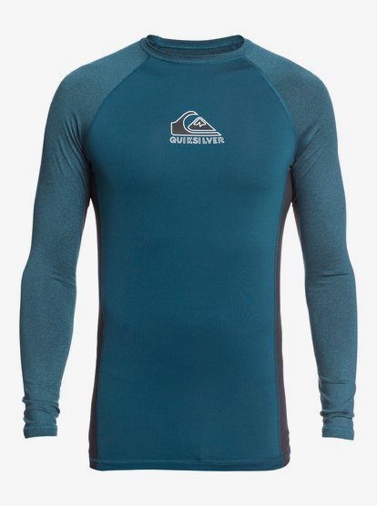 X-Large Quiksilver Mens All TIME LS Long Sleeve Rashguard SURF Shirt Majolica Blue Heather