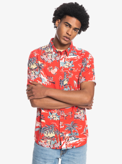 Red best sale floral shirt