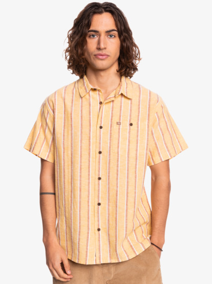 Mens striped short 2024 sleeve button up