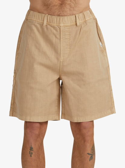 Mens khaki store elastic waist shorts