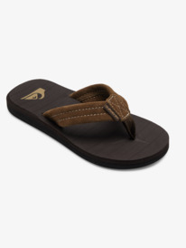 quiksilver, Boy's 8-16 Carver Suede Leather Sandals, DEMITASSE - SOLID (ctk0) Carver Suede - Leather Sandals for Boys AQBL100275