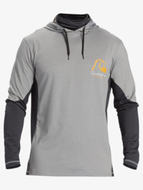 quiksilver, Angler - Hooded Long Sleeve UPF 50 Surf T-Shirt for Men, SHARKSKIN (skg0) Angler - Hooded Long Sleeve UPF 50 Surf T-Shirt for Men AQMWR03037