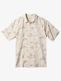 quiksilver, Waterman Line Spinner Short Sleeve Shirt, BROWN RICE LINE SPINNER (tef6) LINE SPINNER AQMWT03479