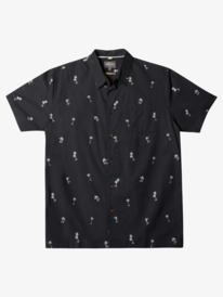 quiksilver, Waterman Sail Palm Short Sleeve Shirt, BLACK SAIL PALMS (kvj6) SAIL PALM AQMWT03490