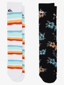 quiksilver, Classics Pack de 2 paires de chaussettes pour Homme, BLACK CLASSICS (kvj6) Classics - Crew Socks 2 Pack for Men AQYAA03340