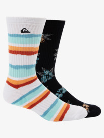 quiksilver, Classics Pack de 2 paires de chaussettes pour Homme, BLACK CLASSICS (kvj6) Classics - Crew Socks 2 Pack for Men AQYAA03340