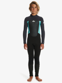 quiksilver, Boys 8-16 3/2mm Prologue Back Zip Wetsuit, BLACK/JET BLACK/ANGEL BLUE (xkkb) 3/2mm Prologue - Back Zip Wetsuit for Boys EQBW103090