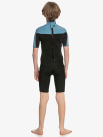 quiksilver, Boys 8-16 Everyday Sessions 2/2 Back-Zip Springsuit, BLACK/PROVINCIAL BLUE (blm0) 2/2mm Everyday Sessions - Short Sleeve Back Zip Springsuit for Boys EQBW503023