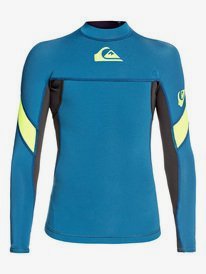 quiksilver, 1mm Syncro - Haut de surf manches longues en néoprène pour Garçon 8-16 ans, MARINA/ JET BLACK (xbbk) 1mm Syncro - Long Sleeve Neoprene Surf Top EQBW803006
