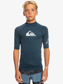 quiksilver, Boys 8-16 All Time Short Sleeve Rash Vest, NAVY BLAZER HEATHER (byjh) ALL TIME SS YOUTH EQBWR03177